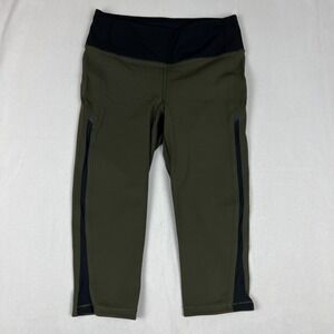 Lululemon Leggings Womens Size 6 Smooth Stride‎ High Rise Cropped Black Green